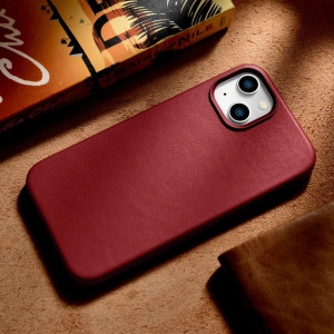 Hurtownia GSM - Etui iCarer Case Leather MagSafe Apple iPhone 14 Plus / 15 Plus červená - ICR479 - {ean13} - Hurt