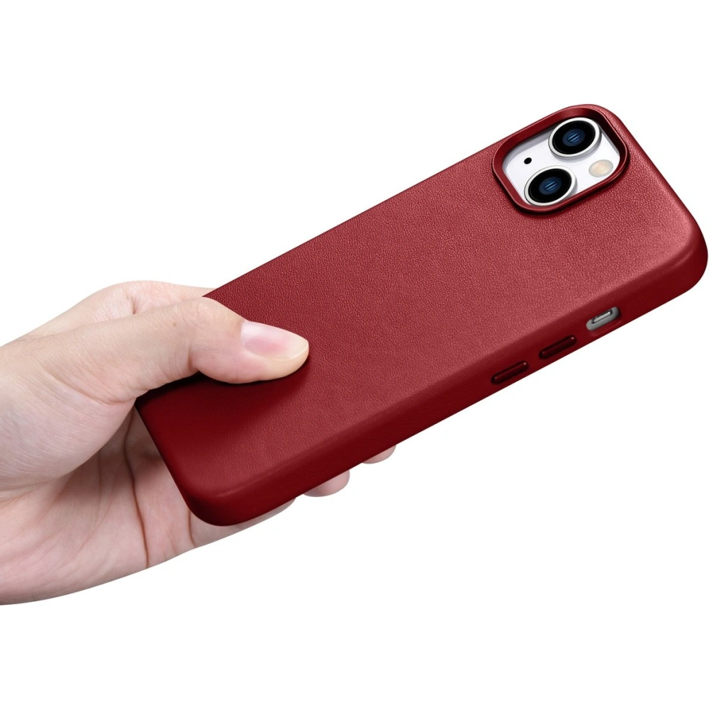 Wholesale iCarer Case Leather MagSafe Apple iPhone 14 Plus / 15 Plus red - ICR479 - {ean13} - Hurt