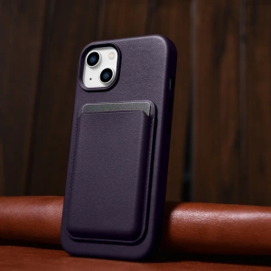 Wholesale iCarer Case Leather MagSafe Apple iPhone 14 Plus / 15 Plus dark purple - ICR480 - {ean13} - Hurt