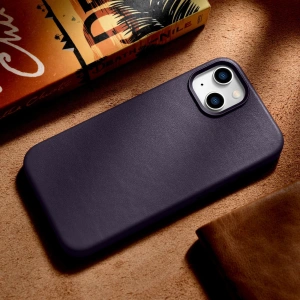 Hurtownia GSM - Etui iCarer Case Leather MagSafe Apple iPhone 14 Plus / 15 Plus tmavě fialová - ICR480 - {ean13} - Hurt