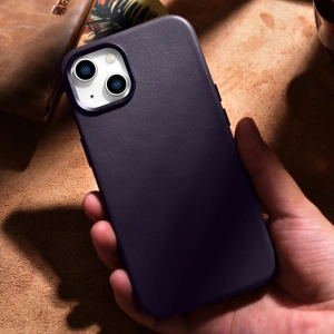 Wholesale iCarer Case Leather MagSafe Apple iPhone 14 Plus / 15 Plus dark purple - ICR480 - {ean13} - Hurt