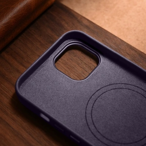 Wholesale iCarer Case Leather MagSafe Apple iPhone 14 Plus / 15 Plus dark purple - ICR480 - {ean13} - Hurt