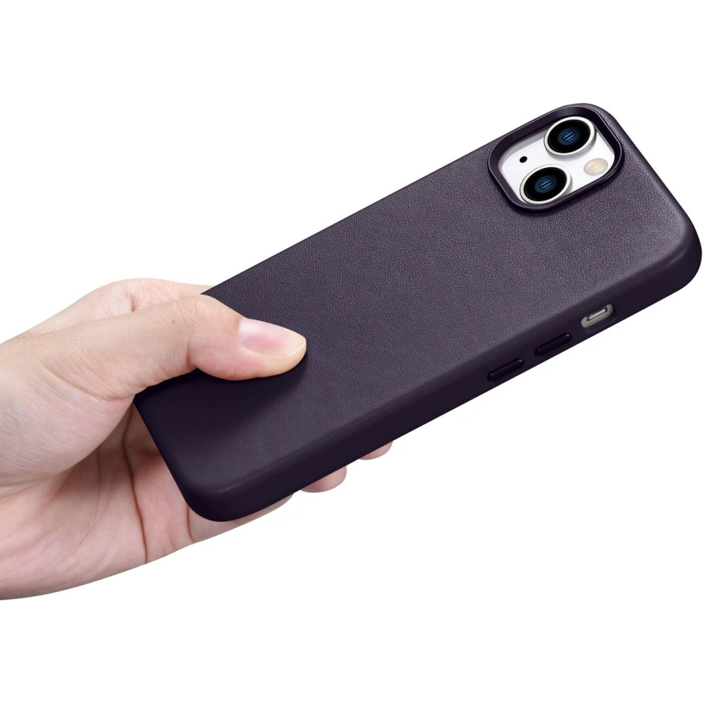 Wholesale iCarer Case Leather MagSafe Apple iPhone 14 Plus / 15 Plus dark purple - ICR480 - {ean13} - Hurt