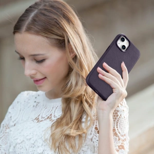 Wholesale iCarer Case Leather MagSafe Apple iPhone 14 Plus / 15 Plus dark purple - ICR480 - {ean13} - Hurt
