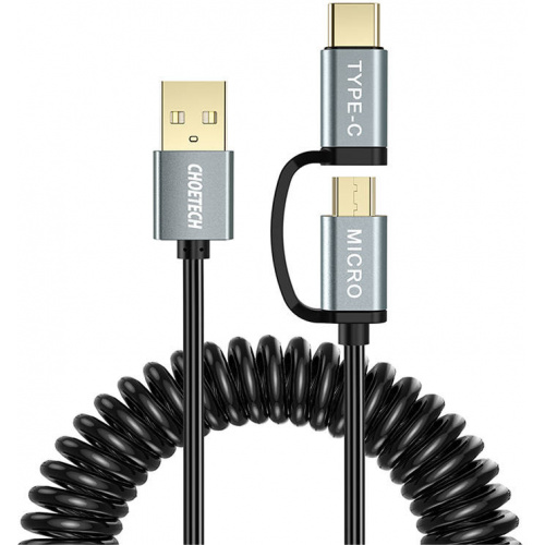 Choetech Distributor - 6971824971330 - CHT24 - Choetech XAC-0012-101BK 2in1 USB-A/USB-C - microUSB Cable (black) - B2B homescreen