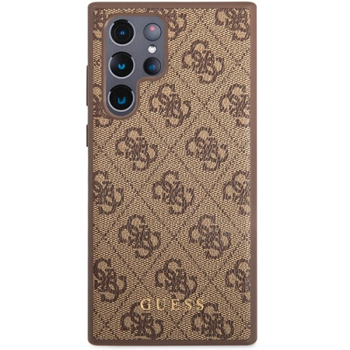 Etui Guess GUHCS23LG4GFBR Samsung Galaxy S23 Ultra brązowy/brown hard case 4G Metal Gold Logo