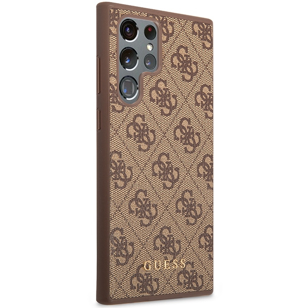 Kryt Guess GUHCS23LG4GFBR Samsung Galaxy S23 Ultra brown hard case 4G Metal Gold Logo