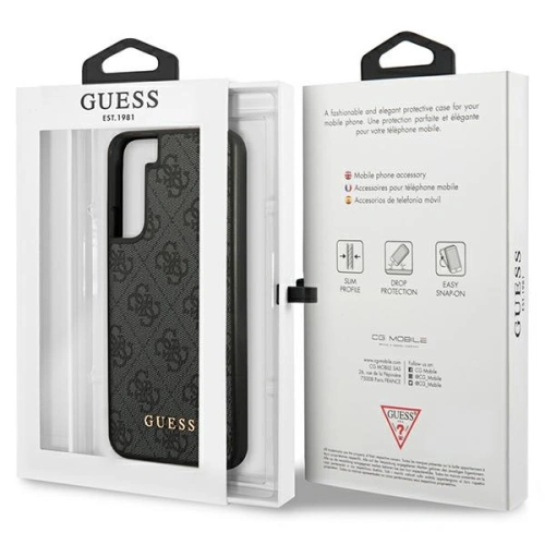 Etui Guess GUHCS23SG4GFGR Samsung Galaxy S23 szary/grey hardcase 4G Metal Gold Logo