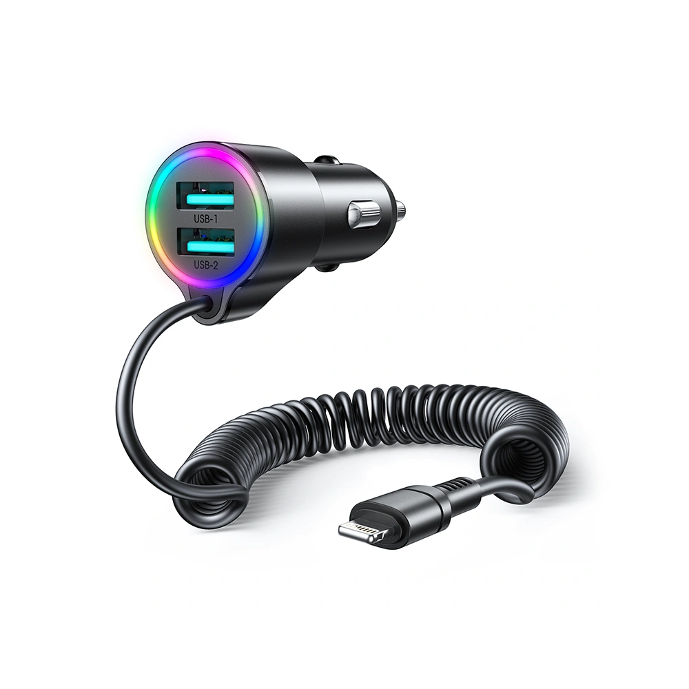 Hurtownia GSM - Automobilová nabíječka Joyroom 3in1 17W + Lightning kabel 1.5m černý (JR-CL25) - JYR576 - {ean13} - Hurt