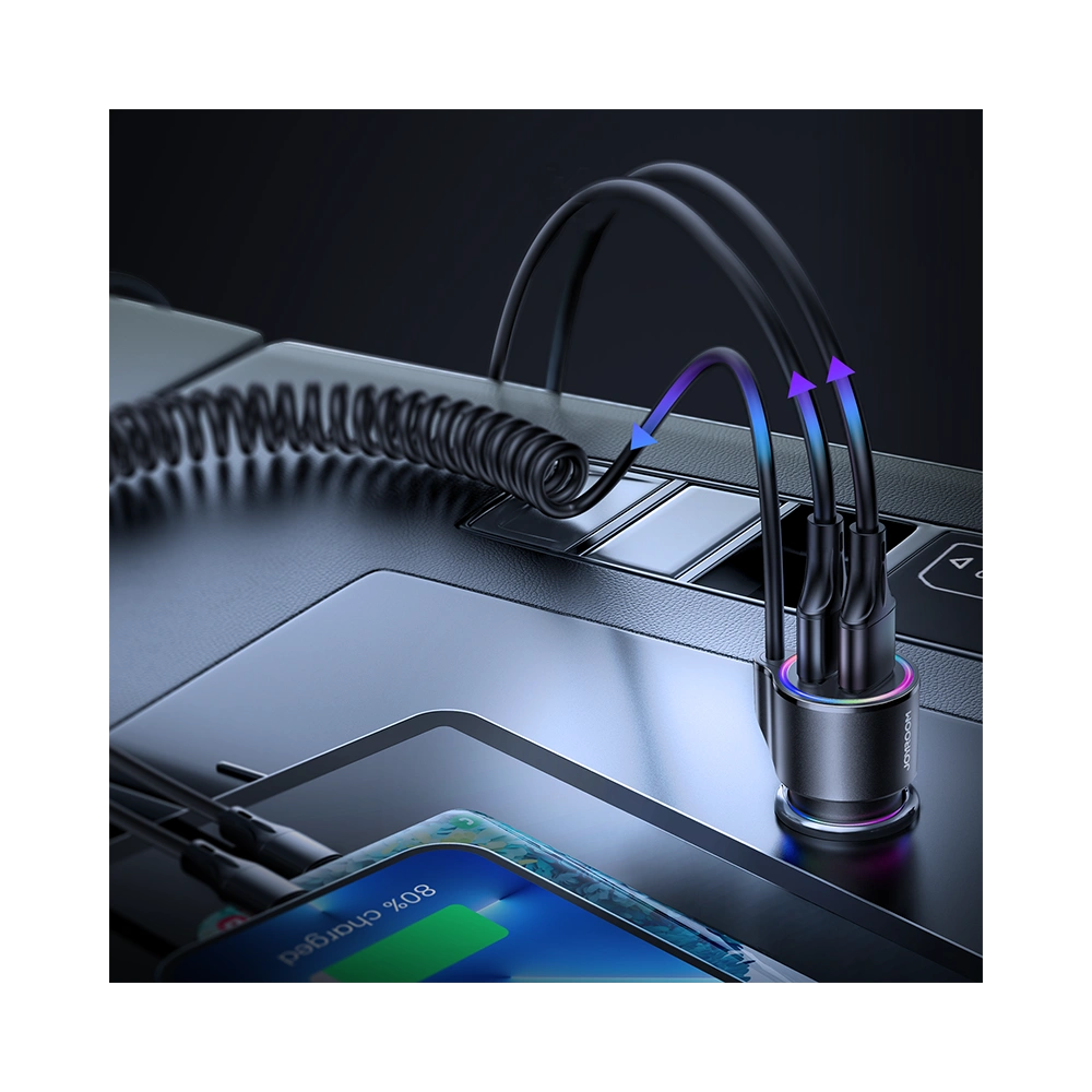 Hurtownia GSM - Automobilová nabíječka Joyroom 3in1 17W + Lightning kabel 1.5m černý (JR-CL25) - JYR576 - {ean13} - Hurt