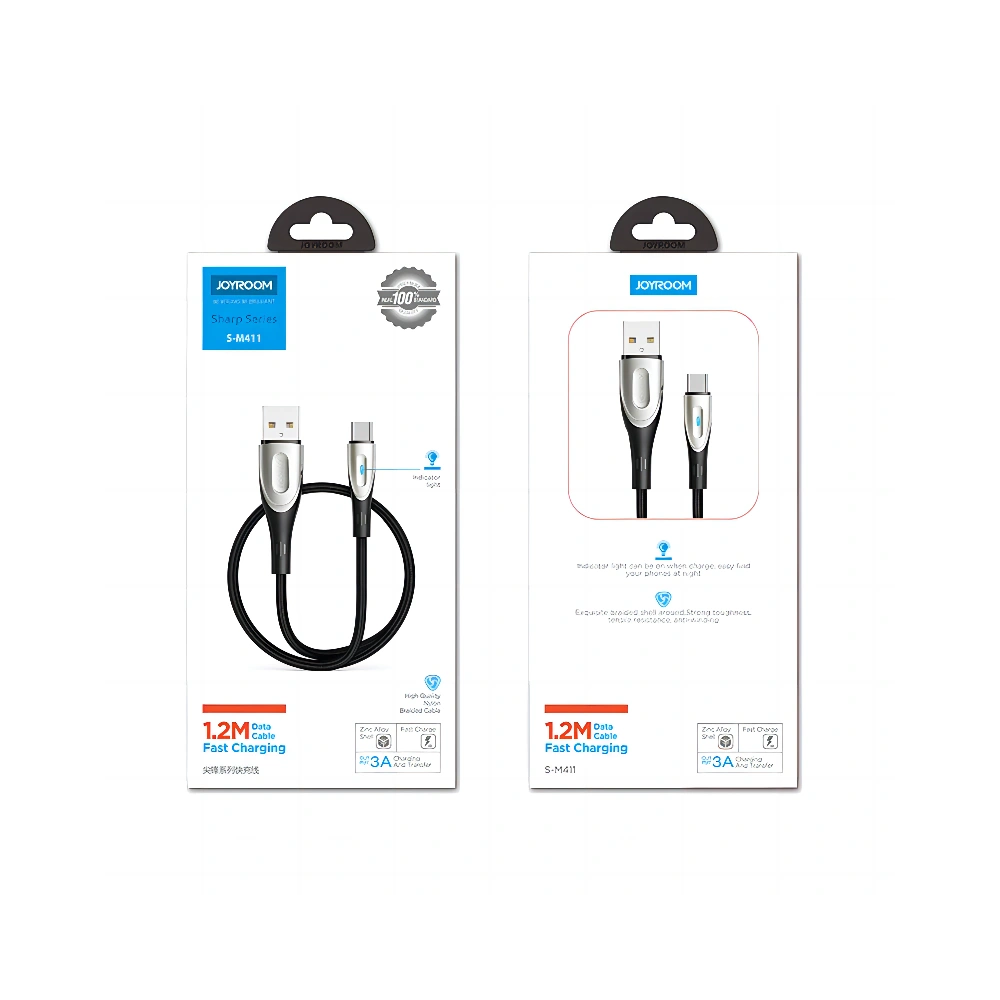 Hurtownia GSM - Cablul Joyroom Sharp Series USB-A/USB-C 3A 1.2m negru (S-M411) - JYR584 - {ean13} - Hurt
