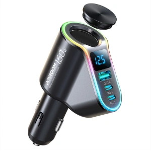Hurtownia GSM - Autós töltő Joyroom 4w1 USB-A QC 3.0/2xUSB-C PD 150W fekete (JR-CL21) - JYR590 - {ean13} - Hurt
