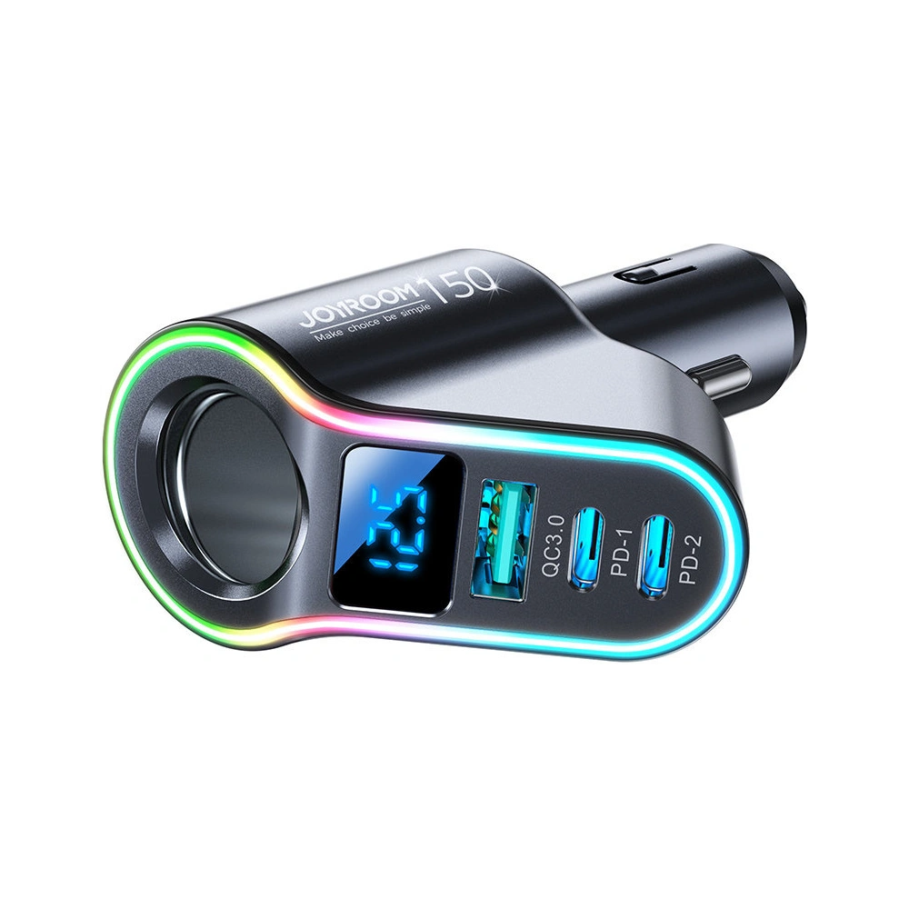 Hurtownia GSM - Autós töltő Joyroom 4w1 USB-A QC 3.0/2xUSB-C PD 150W fekete (JR-CL21) - JYR590 - {ean13} - Hurt