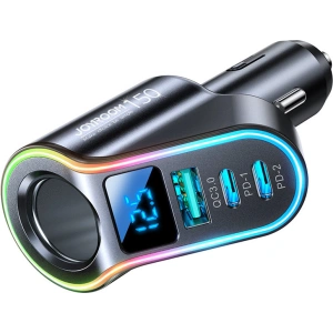Hurtownia GSM - Autós töltő Joyroom 4w1 USB-A QC 3.0/2xUSB-C PD 150W fekete (JR-CL21) - JYR590 - {ean13} - Hurt