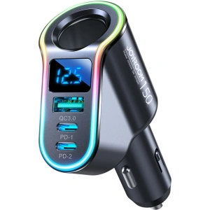 Hurtownia GSM - Autós töltő Joyroom 4w1 USB-A QC 3.0/2xUSB-C PD 150W fekete (JR-CL21) - JYR590 - {ean13} - Hurt