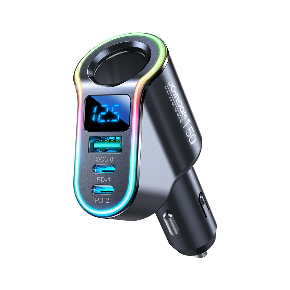 Hurtownia GSM - Autós töltő Joyroom 4w1 USB-A QC 3.0/2xUSB-C PD 150W fekete (JR-CL21) - JYR590 - {ean13} - Hurt