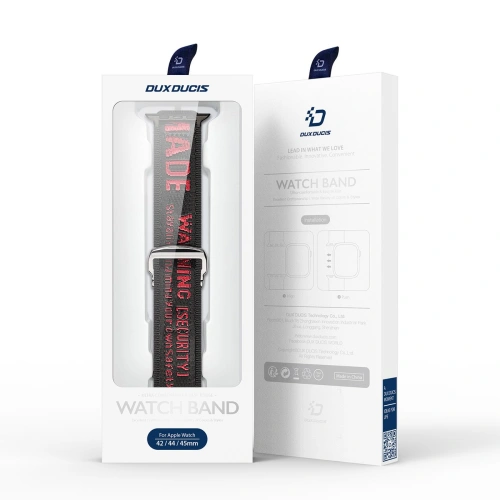 Pasek Dux Ducis Strap Outdoor Apple Watch 4/5/6/7/SE/8/9/Ultra 44/45/49mm czarno-czerwony