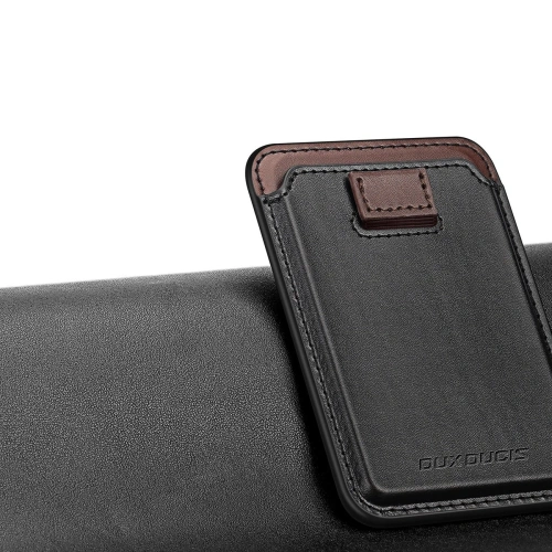 Kieszeń na karty Dux Ducis Magnetic Leather Wallet MagSafe do iPhone Anti-RFID czarne