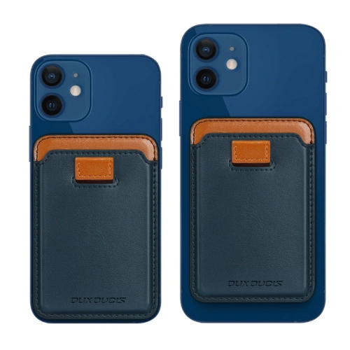 Kieszeń na karty Dux Ducis Magnetic Leather Wallet MagSafe do iPhone Anti-RFID niebieskie