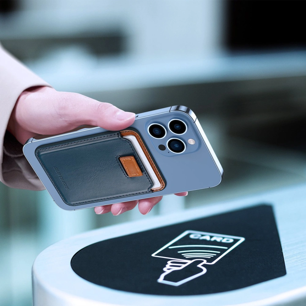 Hurtownia GSM - Kapsa na karty Dux Ducis Magnetic kožená peněženka MagSafe pro iPhone Anti-RFID modrá - DDS1602 - {ean13} - Hurt