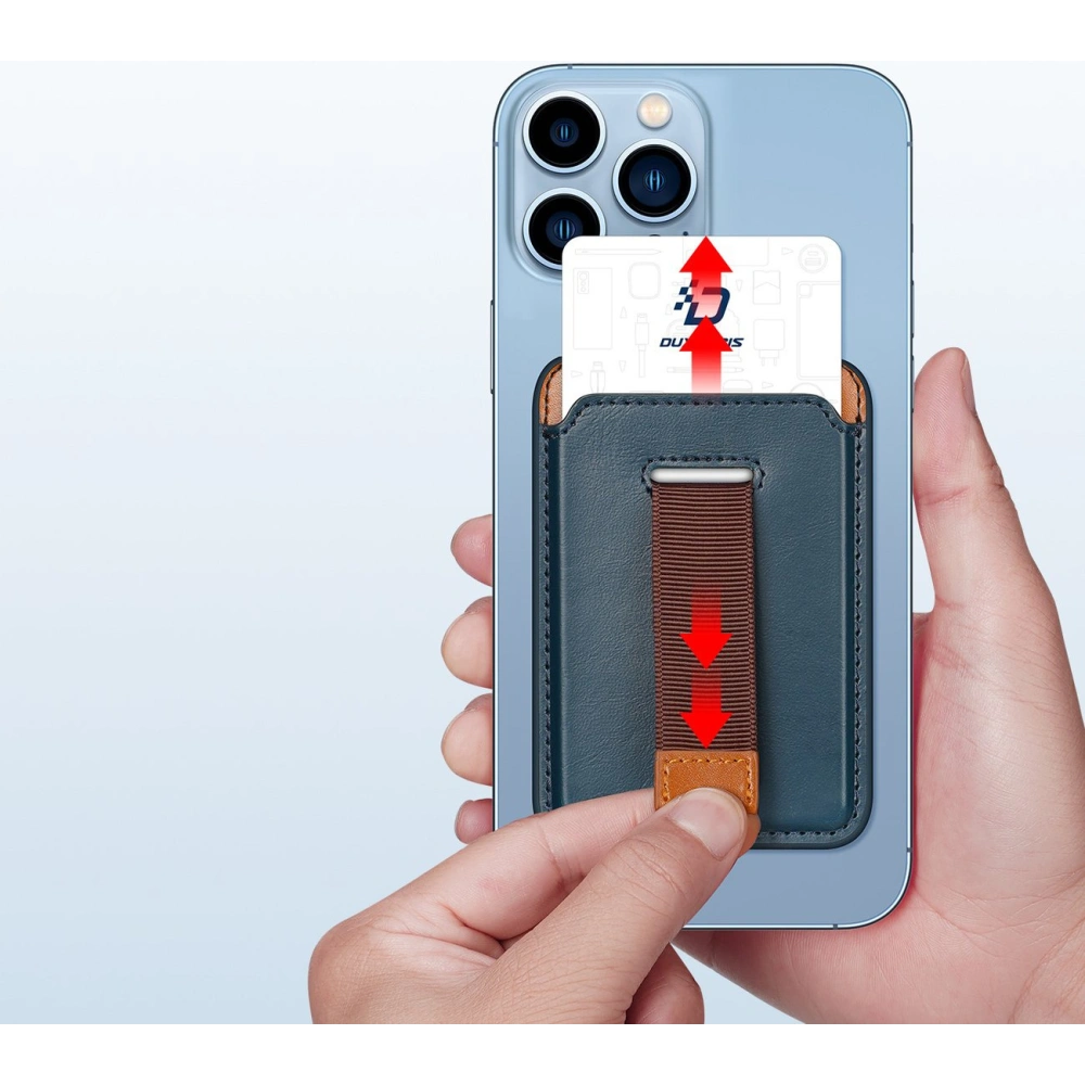 Hurtownia GSM - Kapsa na karty Dux Ducis Magnetic kožená peněženka MagSafe pro iPhone Anti-RFID modrá - DDS1602 - {ean13} - Hurt
