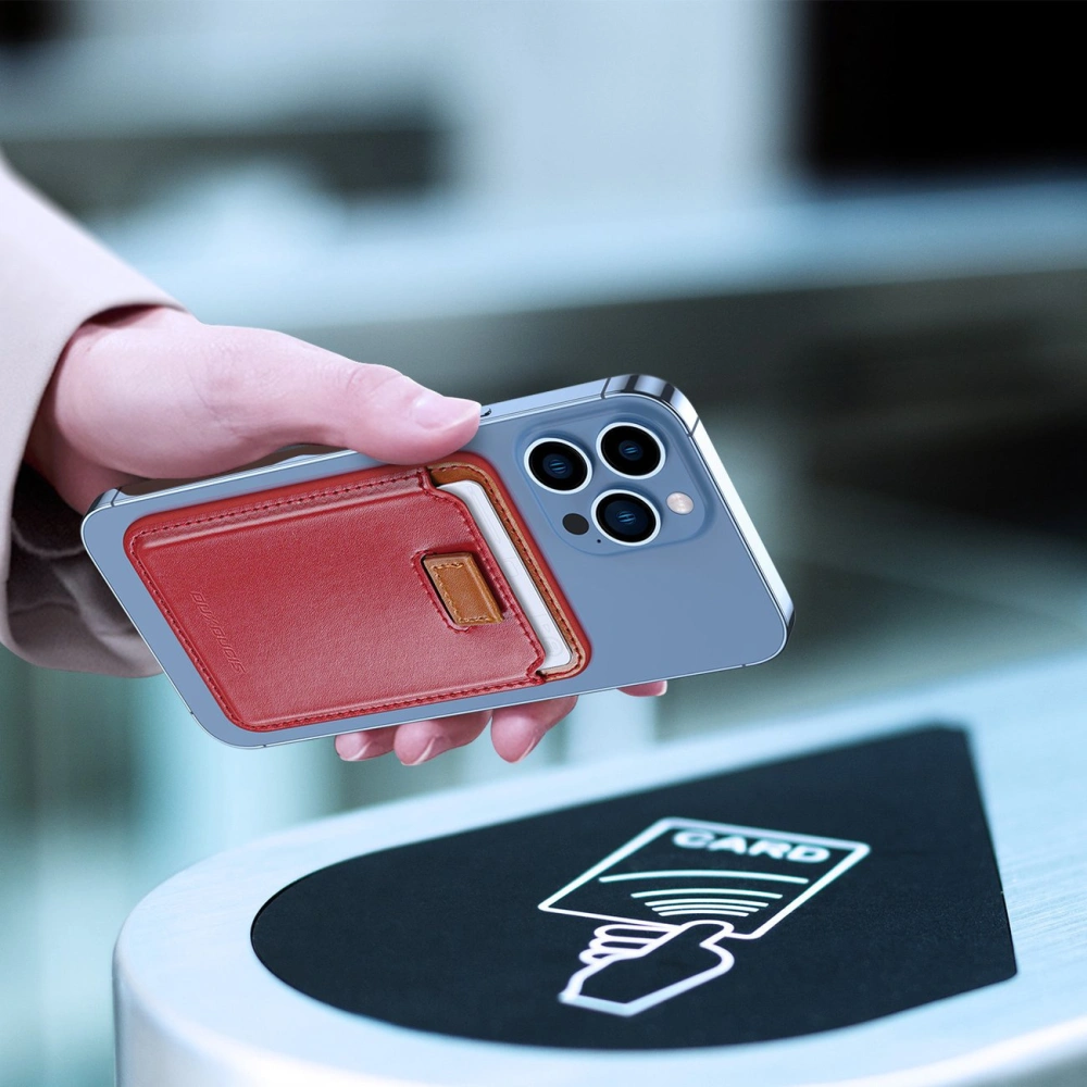 Wholesale Dux Ducis Magnetic Leather Wallet MagSafe for iPhone Anti-RFID red - DDS1603 - {ean13} - Hurt
