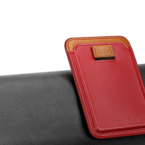 Kieszeń na karty Dux Ducis Magnetic Leather Wallet MagSafe do iPhone Anti-RFID czerwone