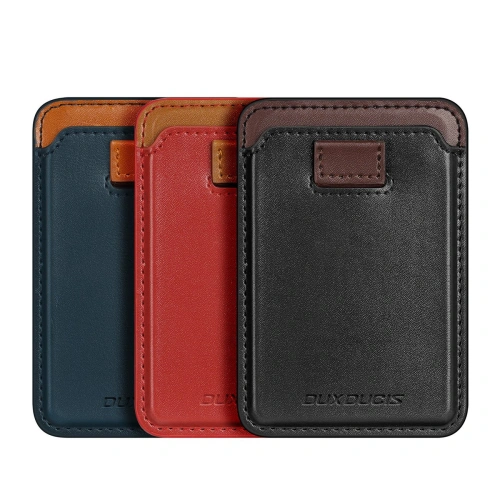 Kieszeń na karty Dux Ducis Magnetic Leather Wallet MagSafe do iPhone Anti-RFID czerwone