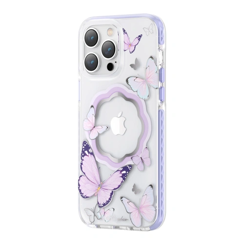 Etui Kingxbar Butterfly MagSafe Apple iPhone 14 fioletowe