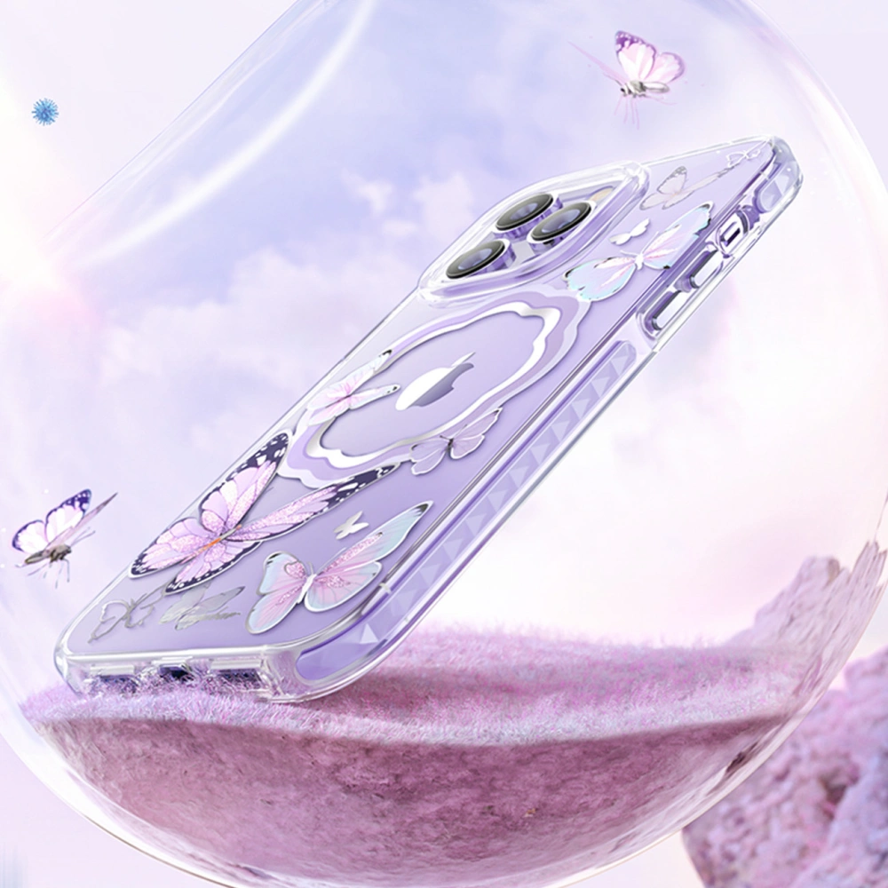 Etui Kingxbar Butterfly MagSafe Apple iPhone 14 fioletowe Etui Kingxbar Butterfly MagSafe Apple iPhone 14 fioletowe