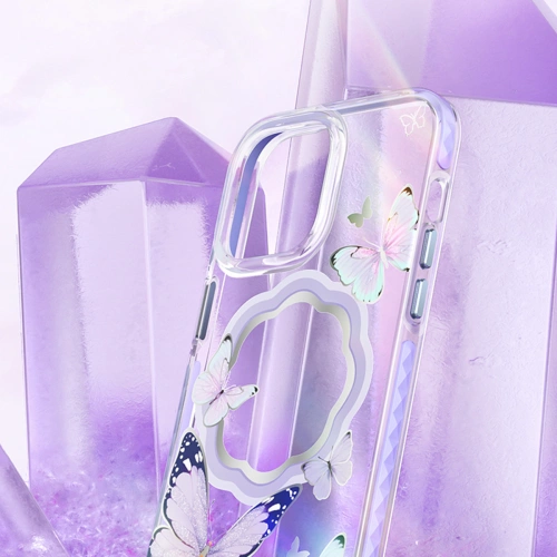 Etui Kingxbar Butterfly MagSafe Apple iPhone 14 Pro Max różowe