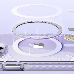 Tok Kingxbar Flora MagSafe Apple iPhone 14 rózsaszín