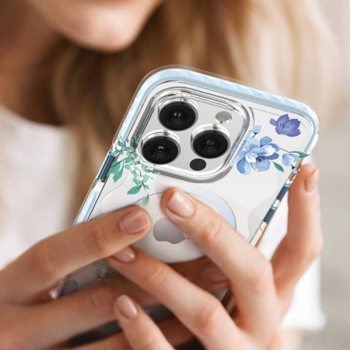 Etui Kingxbar Flora MagSafe Apple iPhone 14 orchid