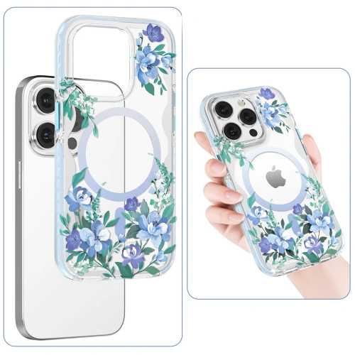 Etui Kingxbar Flora MagSafe Apple iPhone 14 orchid