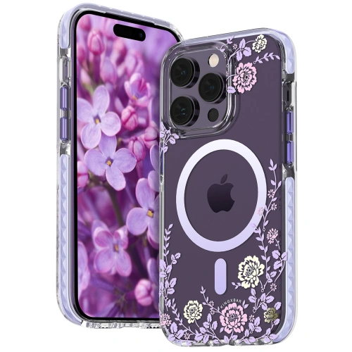 Etui Kingxbar Flora MagSafe Apple iPhone 14 Pro peony