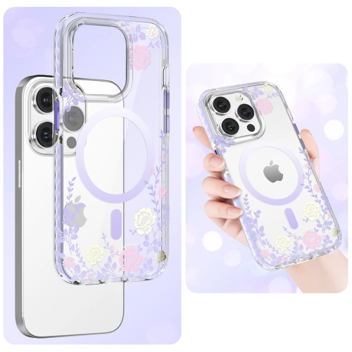 Etui Kingxbar Flora MagSafe Apple iPhone 14 Pro peony