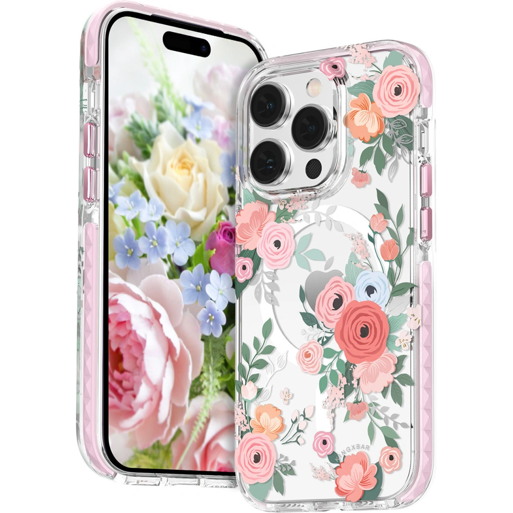 Hurtownia GSM - Etui Kingxbar Flora MagSafe Apple iPhone 14 Pro růžové - KGX553 - {ean13} - Hurt