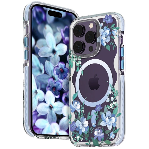 Etui Kingxbar Flora MagSafe Apple iPhone 14 Pro orchid