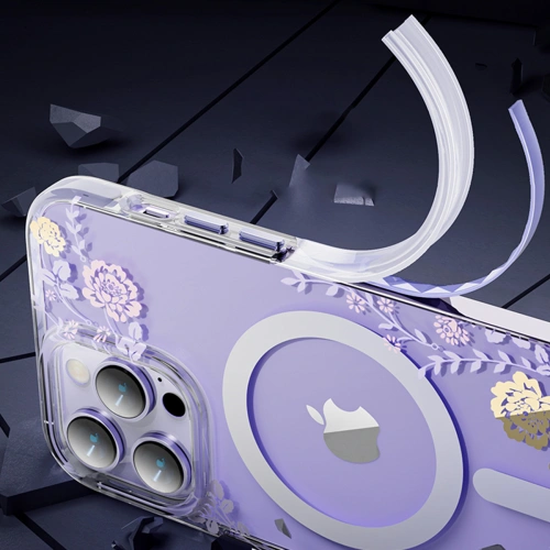 Etui Kingxbar Flora MagSafe Apple iPhone 14 Pro orchid
