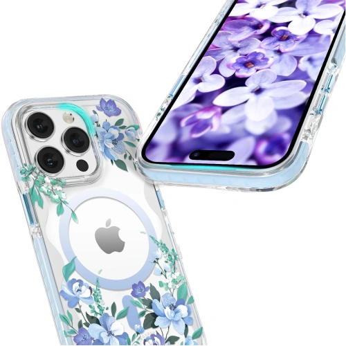 Etui Kingxbar Flora MagSafe Apple iPhone 14 Plus / 15 Plus orchid