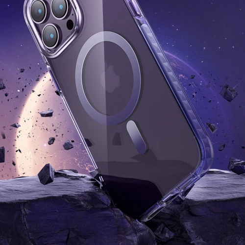 Etui Kingxbar PQY Ice Crystal MagSafe Apple iPhone 14 Pro różowo-niebieskie