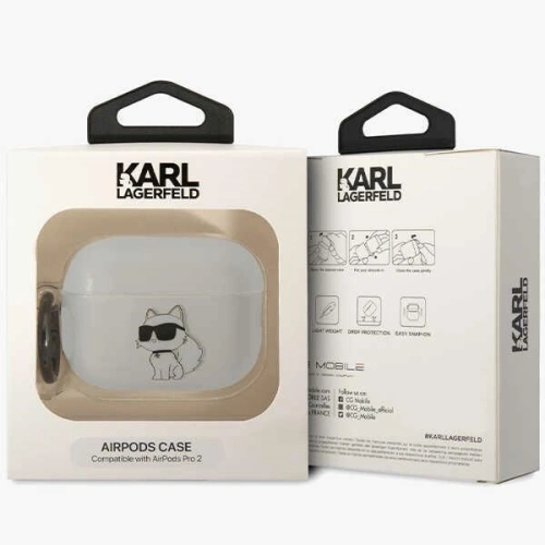 Etui Karl Lagerfeld KLAP2HNCHTCT Apple AirPods Pro 2 transparent Ikonik Choupette