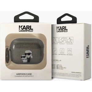 Etui Karl Lagerfeld KLAP2HNKCTGK Apple AirPods Pro 2 czarny/black Gliter Karl&Choupette