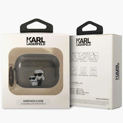 Etui Karl Lagerfeld KLAP2HNKCTGK Apple AirPods Pro 2 czarny/black Gliter Karl&Choupette