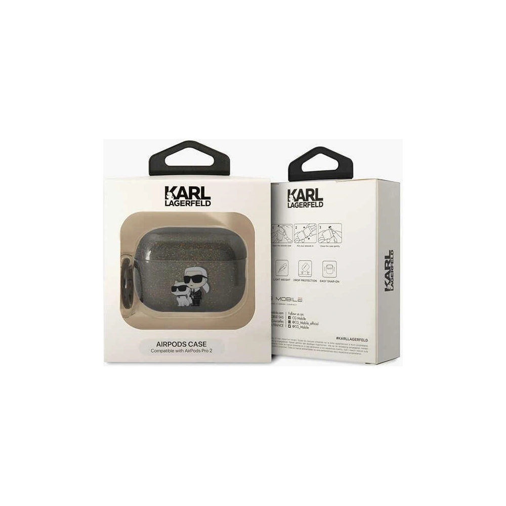 Hurtownia GSM - Case Karl Lagerfeld KLAP2HNKCTGK Apple AirPods Pro 2 schwarz/black Gliter Karl&Choupette - KLD1445 - {ean13} - Hurt