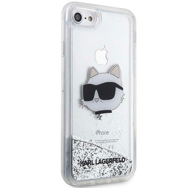 Kryt Karl Lagerfeld KLHCI8LNCHCS Apple iPhone SE 2022/SE 2020/8/7 silver hardcase Glitter Choupette Head