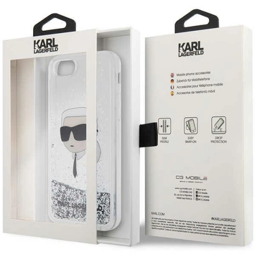 Etui Karl Lagerfeld KLHCI8LNKHCH Apple iPhone SE 2022/SE 2020/8/7 srebrny/silver hardcase Glitter Karl Head