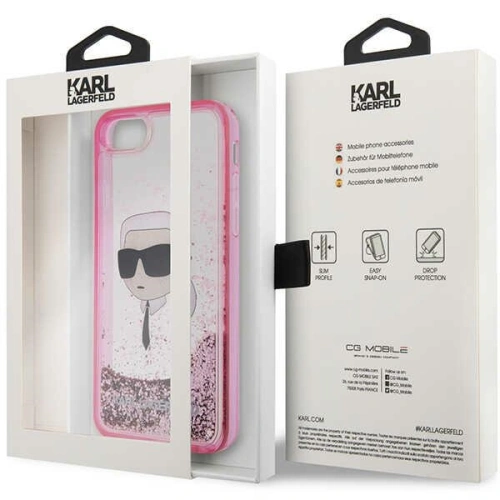 Etui Karl Lagerfeld KLHCI8LNKHCP Apple iPhone SE 2022/SE 2020/8/7 różowy/pink hardcase Glitter Karl Head