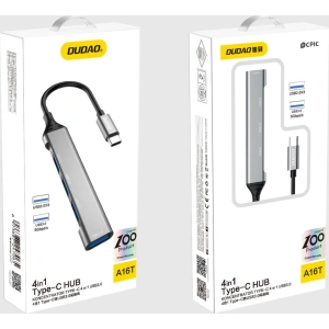Hurtownia GSM - Dudao HUB 4in1 USB-C/4x USB-A(3 x USB 2.0/USB 3.0) 6,3cm černý (A16T) - DDA253 - {ean13} - Hurt