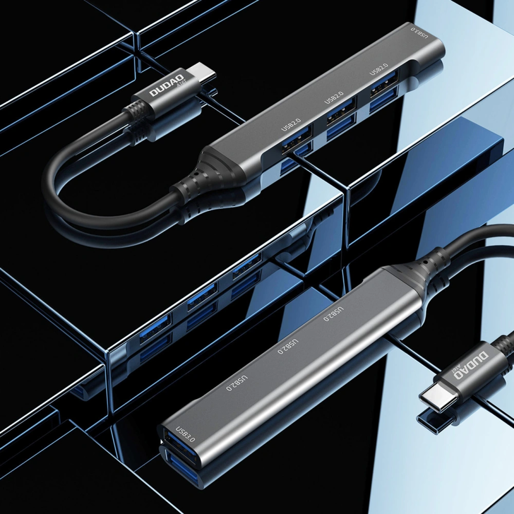 Hurtownia GSM - Dudao HUB 4in1 USB-C/4x USB-A(3 x USB 2.0/USB 3.0) 6,3cm černý (A16T) - DDA253 - {ean13} - Hurt